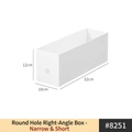 White narrow rectangular organizer box with pull hole for kitchen under sink storage - Dotted Rectangular Box - Narrow Short (8251) / 32x10x12cm