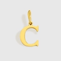 Ciondolo lettera C in acciaio inossidabile placcato oro 18k con finitura lucida - Lettera C (ZP30271) / Argento