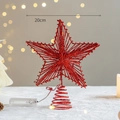 20cm Red glitter star tree topper with metal wire frame and spiral spring base - Red Cotton Thread Star 20cm With Light