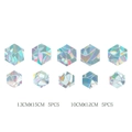 Detail view of 10 holographic hexagonal window film stickers in two various sizes - RPS014 Static Sticker: Hexagon