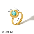 Retro 18k gold plated titanium steel ring featuring a vibrant oval blue zircon stone - Lake Blue Ring-Size 8 (TR4289-BL-8)