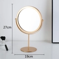Golden desktop makeup mirror with 27cm height and 19cm wide base dimensions - Round Base Mirror / 27*19*9cm / Gold