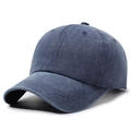 Casquette de baseball classique en coton lavé bleu foncé avec texture rétro usée - Réglable / Bleu marine