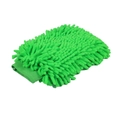 Green chenille car wash glove with thick coral fleece and elastic cuff for cleaning - 100 g / Double Sided Chenille Green