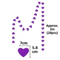 Glitter purple heart garland with 28 pieces for wedding and party room decoration - 7cm Heart/Approx 3m/28pcs / Sparkle Purple