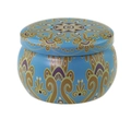 Blauwe trommelvormige kaarsenpot met goud en paars mandala-patroon - 75*50MM C203 Blauwe Etnische Mandala Leeg Blik