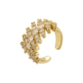 Elegante anello a fiore dorato con zirconi irregolari e design aperto regolabile - VJ667 Oro