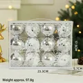12-pack silver and white snowflake Christmas ball ornaments in a clear gift box - Silver