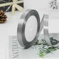 Silver grey 1cm satin ribbon on roll for elegant gift wrapping and DIY crafts decor - 59# Gray