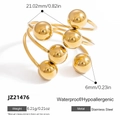 18k vergulde roestvrijstalen open ring met meerlagige band en 6-bollen design - Meerlaags Ontwerp Met 6 Ballen