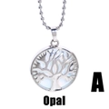 Vintage Silberne Lebensbaum Halskette mit schillerndem Opal Anhänger für Damen - Lebensbaum Stil (A)