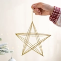 Decorazione natalizia a stella dorata scintillante con cornice in metallo glitterato - 20cm Pentagramma d'Oro