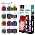 12-color fabric paint set 25ml bottles with brush for DIY textile and canvas painting - 12-Color Fabric Paint