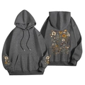 Felpa con cappuccio in pile grigio scuro con stampe floreali su maniche e schiena - S / Tops / Grigio Scuro Floreale