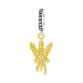Golden wheat pendant with ribbon bow and sparkling cubic zirconia for DIY bracelets - Wheat Ear