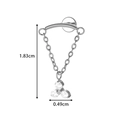 Titanium labret stud with silver bow-knot chain and dimensions 1.83cm by 0.49cm - Zirconia Clover / Silver