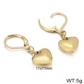 Orecchini a cuore dorati lucidi con chiusura a monachella, 11x11mm e peso 5g - Orecchini a Cuore Leverback (KE100516-Z) / Oro