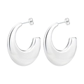 Polished silver hollow hoop earrings in a minimalist bold crescent moon design - C-Shape No.3 Steel Color