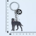 Creative metal Great Dane keychain with white paw print charm and 9.5cm length measurement - Great Dane (M10217)