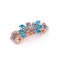 Close-up of rose gold hair clip featuring blue butterfly crystal floral design - Style C / Blue