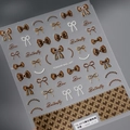 Maillard style 5D nail stickers featuring brown bows, butterflies and checkered patterns - TS-3476 Maillard Style-Embossed