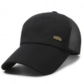 Black mesh baseball cap with long brim and sports style metal logo for outdoor sports - Adjustable / Mountain Label Black