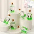 Panda liquid quicksand ornament with green fluid and cute figurines in a mini bottle - Panda Mini Wine Bottle Ornament