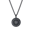 Collar Valknut vikingo negro con círculo de runas y motivos de mitología nórdica - Negro