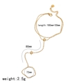 Gold stainless steel flower finger bracelet with star charms and zircon details - Double Chain Star Style (TB5170)