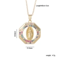 Virgin Mary gold pendant necklace with colorful zircon stones in a detailed 24mm design - Octagon Colorful Zirconia Virgin Mary (No. 4)