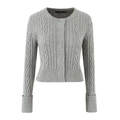 Women cable knit cardigan in grey featuring button front design and long sleeves - S / Grey Cable Knit Cardigan