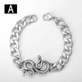 Macro di bracciale a catena in acciaio inossidabile argento con rilievo a forma di serpente - Stile A-Serpente / 18cm