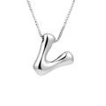 Minimalist silver bubble letter L pendant necklace with stainless steel chain - Silver V