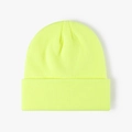 Neon yellow double-layer thickened knitted beanie for men and women in minimalist style - 6-Seam Fluorescent Yellow