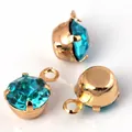 Three blue micro-pave zircon charms in gold plating for DIY jewelry making - 1 Piece / Gold Plated with Aqua Blue Zirconia