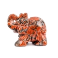 Polished natural red and black jasper stone elephant figurine with carved details - Red Flash Stone / 1.5 Inches