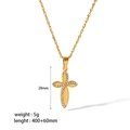 Gedetailleerde afmetingen voor 18K vergulde roestvrijstalen kruisketting met zirkonia - Klassiek Klein Zirkonia Kruis (TN3209-4) / Goud