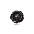 Broche fleur de camélia noir élégante avec accents dorés et finition émail vintage - Noir simple avec bord doré Camélia