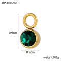 Grüner runder Edelsteinanhänger mit Goldmetallbasis, 0,9 cm hoch und 0,5 cm breit charm - Runder Grüner Stein (BP00032B3) / 0.9x0.5cm / 0.8g