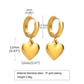 Detailed dimensions of gold heart hoop earrings in stainless steel with IP plating - Gold Heart Hoop Earrings