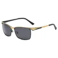 Polarized retro driving sunglasses featuring a gold metal frame and dark grey lenses - Black Gold Frame Black Grey Lens
