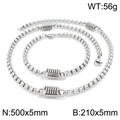 Silbernes Edelstahl-Schmuckset aus Box-Kette und Armband mit Feder-Spiral-Elementen - Stahlfarbe Schmuckset