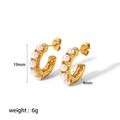Eleganti orecchini a C in acciaio inossidabile dorato con perle e diametro di 19 mm - Stile a C con Perle (TE6242)