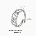 Anillo ajustable de acero inoxidable plateado con diseño de cadena de cerdo - Abierto Ajustable / Color Acero