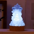 Kristall Weihnachtsbaumlampe mit Kaltweißlicht und rundem Holzsockel Deko - Bergkristall Lampe