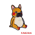 Detail of cartoon french bulldog embroidered patch with 4.4x6.4cm dimensions - Sitting French Bulldog