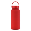 Matte red stainless steel insulated sports bottle with wide carrying handle - Red