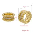 Gold-plated brass spacer bead with cubic zirconia inlay and 7.0mm hole for DIY bracelets - Beaded Style / Gold Beaded Spacer