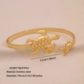 Goldener Edelstahl-Armreif mit detaillierten Motiven von Meerschildkröten und Panzern - 6# Meeresschildkröte