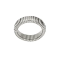 Detail of silver 6mm tubogas stretch snake ring with a flexible textured finish - US 8 / Steel
